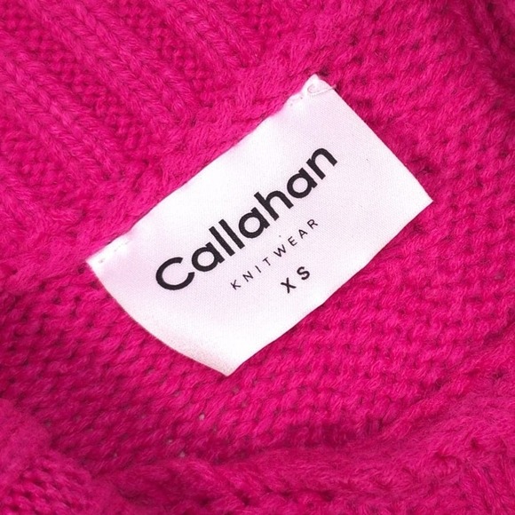 Anthropologie Callahan‎ Size XS Cable Knit Sweater Dress Hot Pink Mini Colorful - Picture 2 of 11